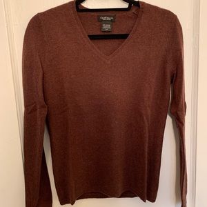 Chocolate Brown Cashmere V-Neck Sweater